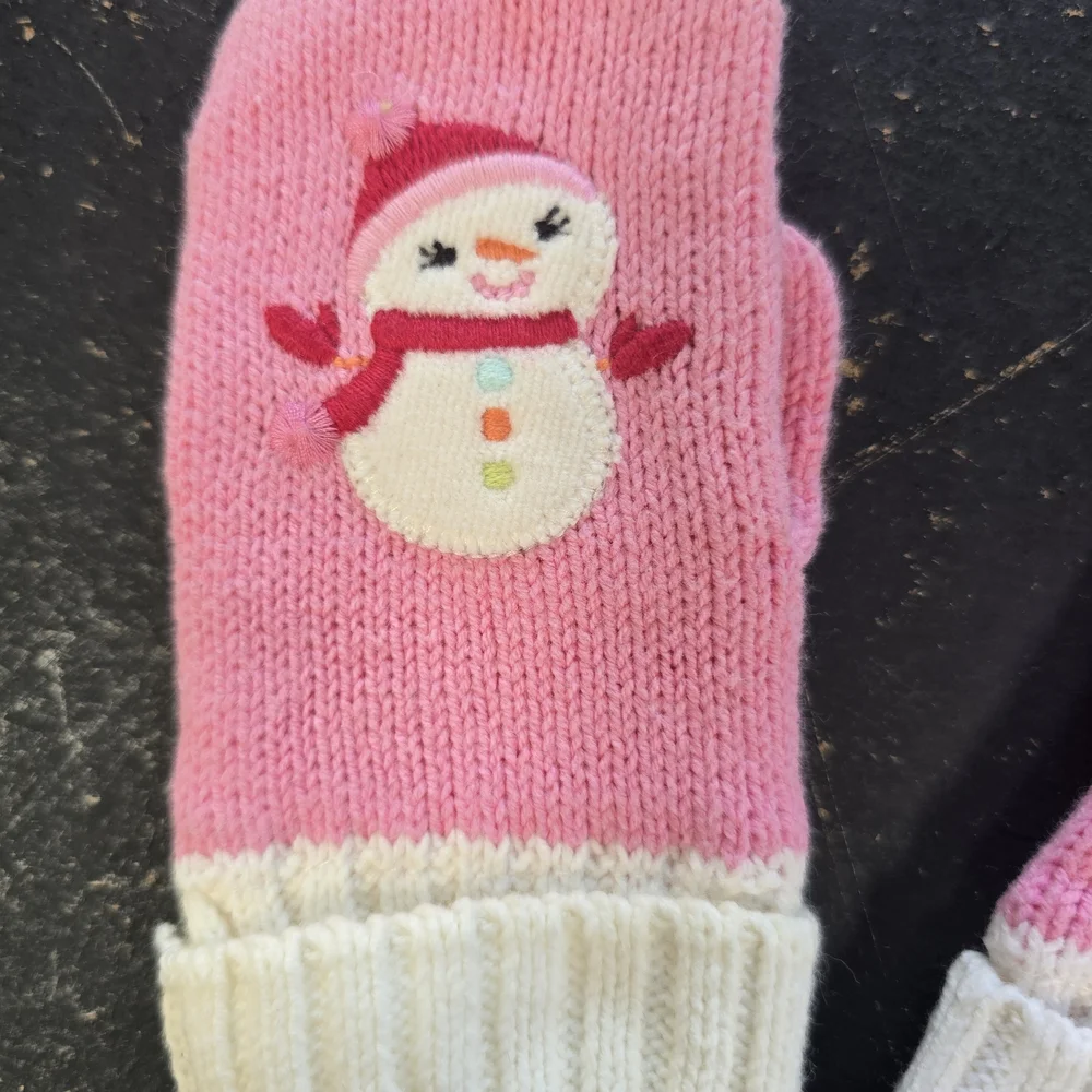 Knit Holiday Mittens Gymboree 2T - 3T Toddler Pink Snowman Cozy Cutie 2011